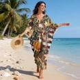 thumbnail image 3 of SEANATIVE Kaftan Dresses for Women Plus Size V-Neck Swimsuit Coverup Beach Pool Cover Up Batwing Sleeves Bathing Suit Outfits Swim Outfit Women's Summer Clothes, USA Flag Camo Leaf Deer, 3 of 7