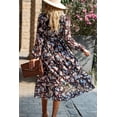 thumbnail image 3 of Vestido maxi bohemio floral PRETTYGARDEN con escote cruzado en V, color negro, talla S, 3 of 5