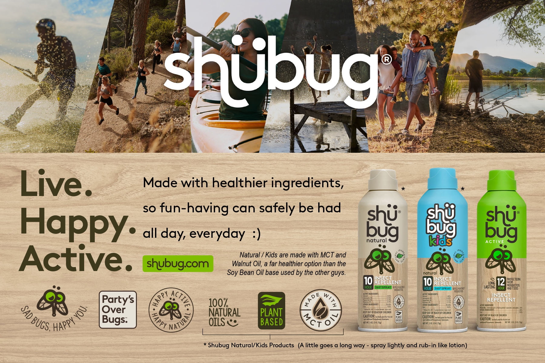 Shubug Active Bug Spray, Deet Free Mosquito Repellent, Picaridin, 5 oz. 360 Spray