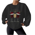 thumbnail image 5 of asdoklhq Christmas Sweatshirts for Women's Fashion Loose Casual Christmas Printed Round Neck Long Sleeve Hoodless Sweatshirt Black 2X, 5 of 6
