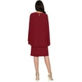 thumbnail image 5 of KOH KOH Long Cape Batwing Cloak Dolman Sleeve Knee Length Fall Winter Work Tunic Dressy Formal Wedding Guest Party Funeral Mini Midi Dress For Women Crimson Dark Red XX-Large US 18-20 NT115, 5 of 6