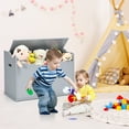 thumbnail image 5 of Costway Kids Toy Box Wooden Flip-top Storage Chest Bench W/ Cushion Safety Hinge Gray, 5 of 12