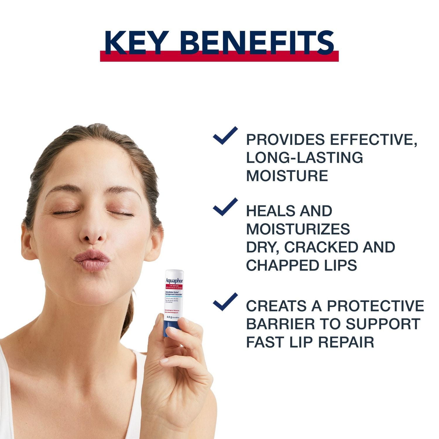 Aquaphor Lip Repair Lip Balm Stick for Dry, Chapped and Cracked Lips, 4.8g stick