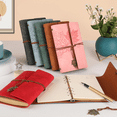 thumbnail image 3 of HAOAN Notebook PU Leather Retro Vintage Notebook Refillable Bullet Pocket Journal with Leaf Pendant Blue 3.9*5.7” 100 Sheets, 3 of 7