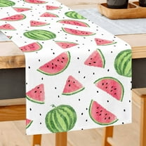 Newhomestyle Watermelon Linen Table Runner for Farmhouse Kitchen Dinning Party Decor, 13x72 inch