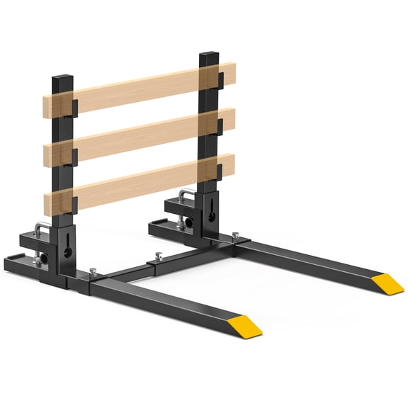 Uforic Clamp On Pallet Forks for Tractor Bucket, 60 in, 4000 lb Capacity, Heavy Duty Steel with Adjustable Stabilizer Bar and Anti-Roll Bar, Pair