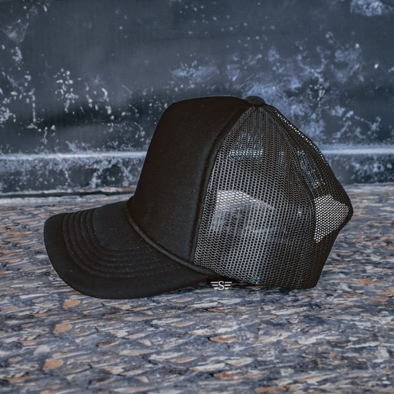 Solid Magna Pony® Mesh Foam Trucker Hat (Black)