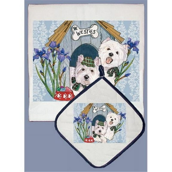 Pipsqueak Productions DP926 Westie Dish Towel And Pot Holder Set