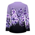 thumbnail image 3 of Black and Friday YOTAMI Long Sleeve Shirts for Women Under $10 V-Neck Floral Print Graphic T-Shirts Button Pleated Vintage Blouses Purple Womens Tops Sizes L, 3 of 4