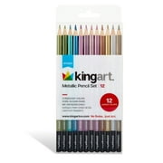 Kingart Pro, Metallic Colored Pencils, Set of 12 Unique Colors, All Ages