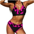 thumbnail image 1 of Maillots de Bain pour Femmes Grande Taille, Ensemble Bikini pour Femmes Deux Pièces Maillots de Bain Découpés Taille Haute Col Rond Creux Bas en V P-4TG Maillots de Bain pour Femmes, 1 of 2