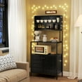 thumbnail image 6 of HOMCOM Baker's Rack with Power Outlet, Coffee Bar Cabinet with Storage Shelves, Microwave Stand with Louvred Door Cabinets, Black, 6 of 9