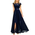 thumbnail image 2 of WULMLEO Formal Dresses for Women 2025 Wedding Guest with Slit Cocktail Elegant Lace Long Prom Dress Blue M, 2 of 6