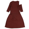 thumbnail image 2 of bar III Robe Découpée Ligne A pour Femmes, Marron, Très Petit, 2 of 2