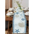 thumbnail image 4 of nqOlkjepod Light Blue Coastal Table Runner 72 Inches Long Farmhouse Dress Scarves, Ocean Nautical Starfish Coral Striped Dining Tablerunner for Coffee Table/Kitchen Island/Party Décor, 14" x 72", 4 of 8