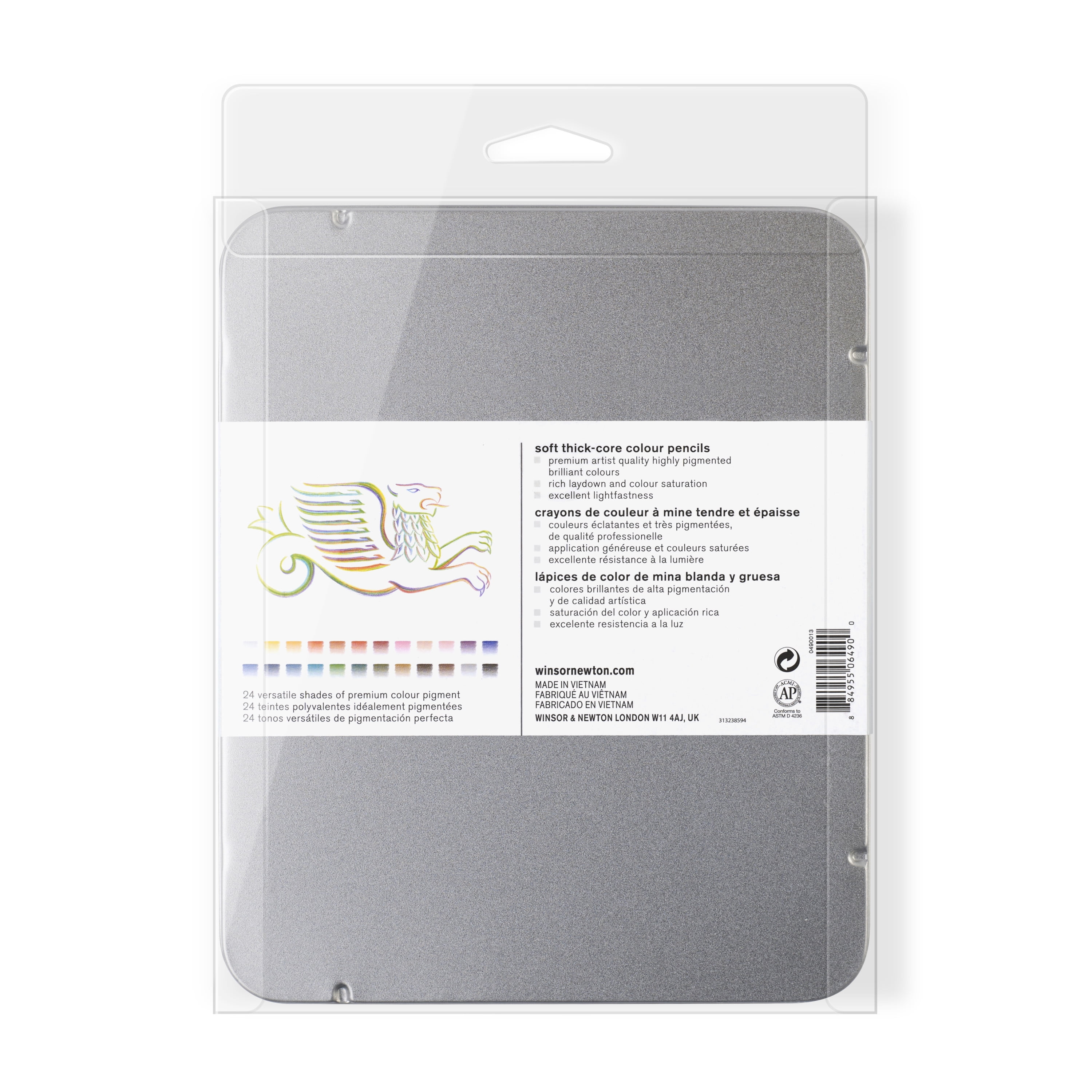 Winsor & Newton Studio Collection Colour Pencil Tin Set, 24-Colors