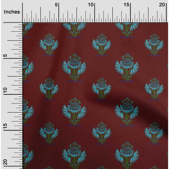 oneOone Viscose Jersey Fabric Floral Block Printed Fabric 1 Yard 60 Inch Wide