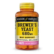 Mason Natural Brewers Yeast 680 mg with B Vitamins and Niacinamide - Healthy Nerve and Muscle Function, Improved Overall Health, 100 Tablets