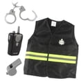 thumbnail image 1 of 2x Conjunto de disfraces de policía para niños, esposas de interfono de bastón, disfraces de fantasía para niños, de roles, juguetes educativos BLESIY Pretender traje de juego, 1 of 8