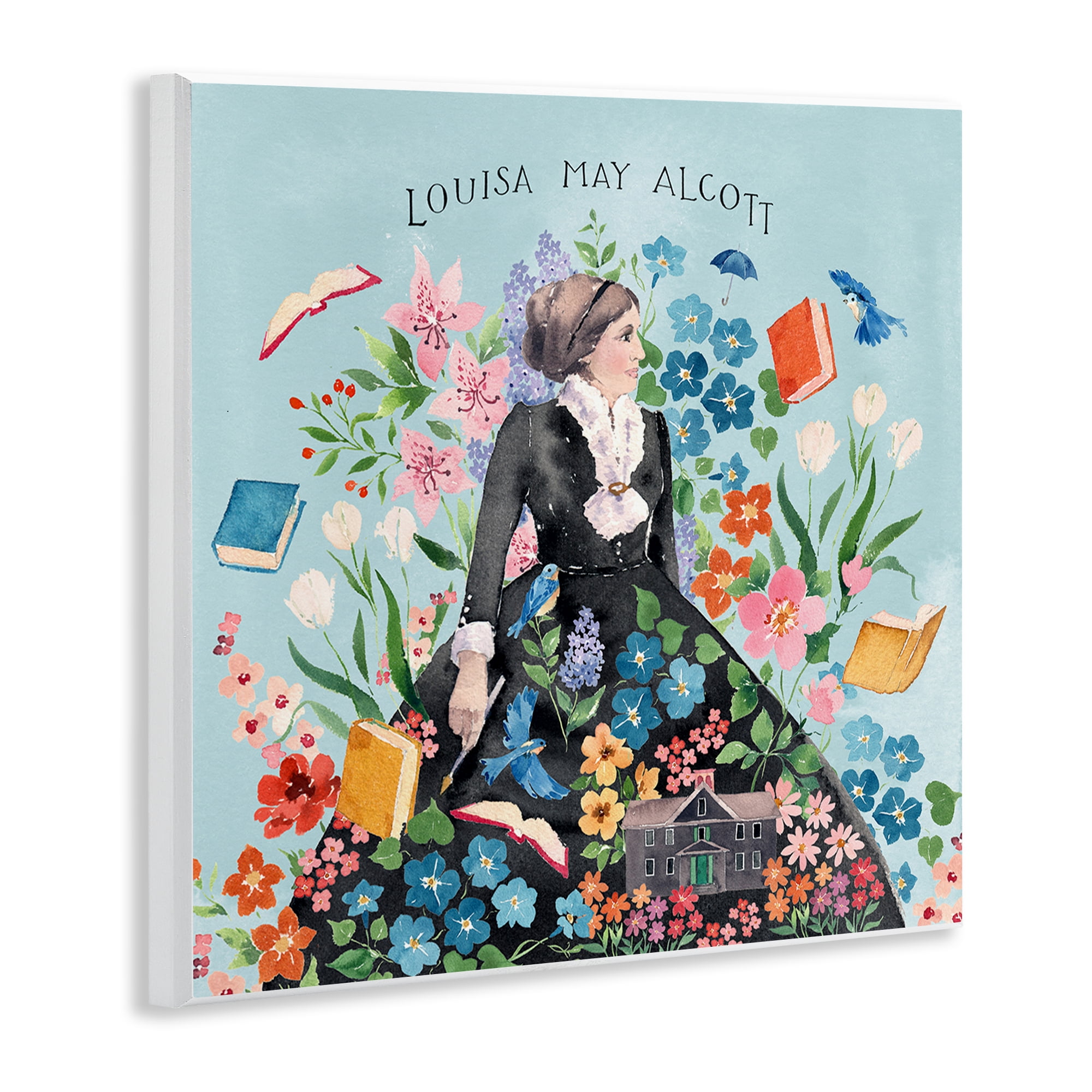 Stupell Industries Louisa May Alcott Portrait History & Language Painting Unframed Art Print Wall Art, 12 x 12