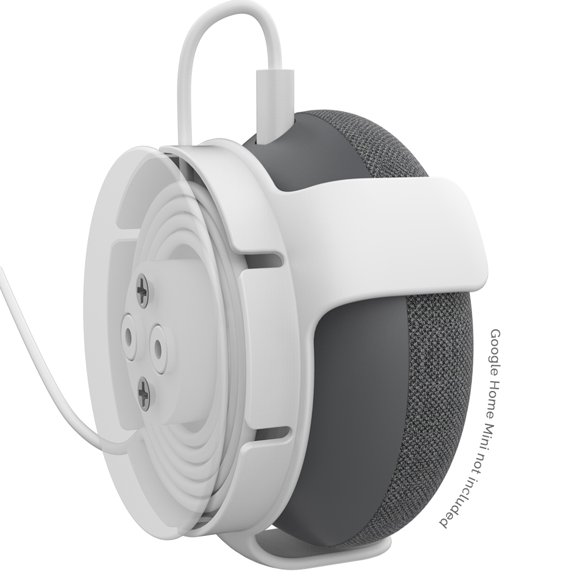 2 Pack,White,Wall Mount for Google Home mini/Nest Mini (2nd Gen) Bracket Holder,Space-Saving,Perfect Cord Management,No Messy Wires or Screws,Sturdy Voice Assistant Wall Mount
