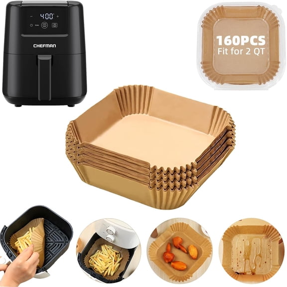 Air Fryer Liners for  2Qt Mini Air Fryer,Mini Air Fryer Liners Disposable Small 2 qt 2.6qt,160PCS Non-Stick  Small Airfryer Liners