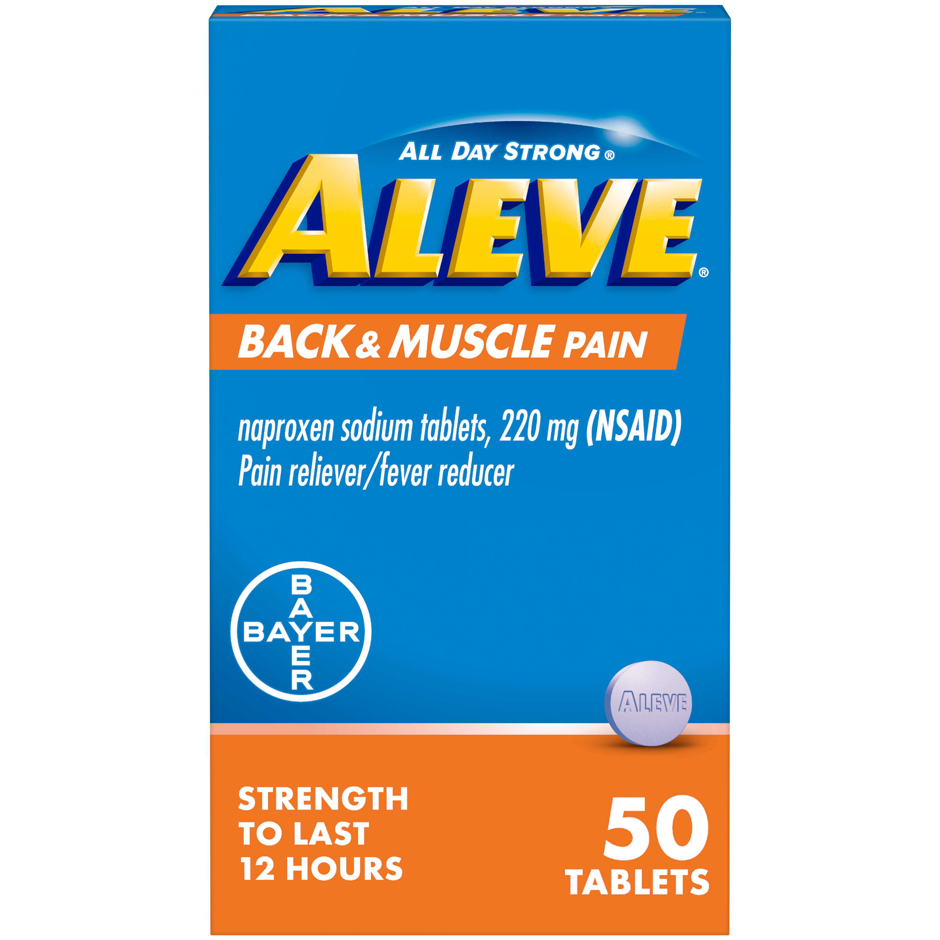 Aleve Back & Muscle Pain Reliever Naproxen Sodium Tablets, 50 Count - image 2 of 15