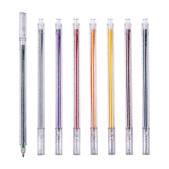 Glitter Gel Ink Pens, Metallic Color Pens, Spark Your Creativity with Every Color of the Rainbow (8 Colors Capped Glitter Gel Pens) 0.4x6.2"