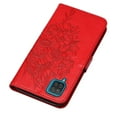 thumbnail image 5 of Galaxy A12 Wallet Case, Embossed Butterfly PU Leather Credit Card Holder Slots Full Body Protection Kickstand Flip Folio Shockproof TPU Phone Cover for Samsung Galaxy A12,Red, 5 of 7