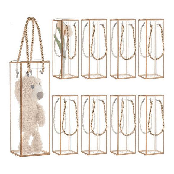 12 Pack Transparent Plastic Gift Box, Clear Plastic Favor Box, Rectangle Candy Box with Golden Borders