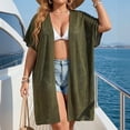 thumbnail image 2 of AGWOLF Crochet Swim Cover Up for Women Summer Short Sleeve Kimono Boho Open Front Cardigan Beach Coverups for Women Green Free Size, 2 of 10