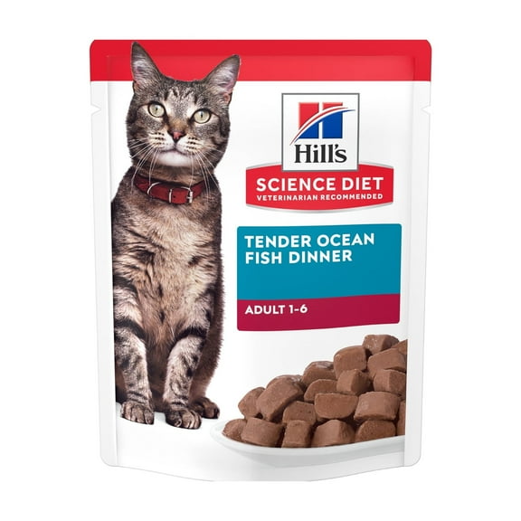 Hill's Science Diet Tender Ocean Fish Dinner Wet Cat Food, 2.8oz Pouch 24pk