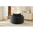 thumbnail image 5 of Black Corduroy Swivel Accent Chair 57.5" - Round Lounge Chair w/ Pillows for Living Room, Bedroom, Office. 360° Rotation, Deep Seat., 5 of 42