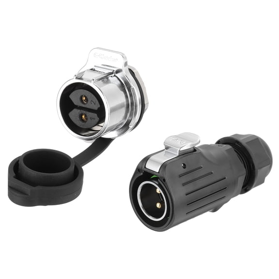 Uxcell EW-LP20 2Pin Industrial Waterproof Circular Connector with Cover, 500V 20A