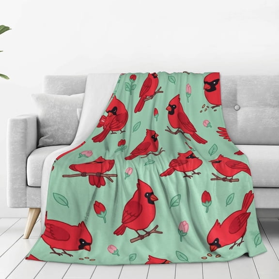 Cardinal Blanket Soft Warm Cozy Christmas Cardinals Blankets Fuzzy Plush Fleece Cardinal Blanket Red Birds Gifts for Couch Bed Sofa Home Decor 50x40