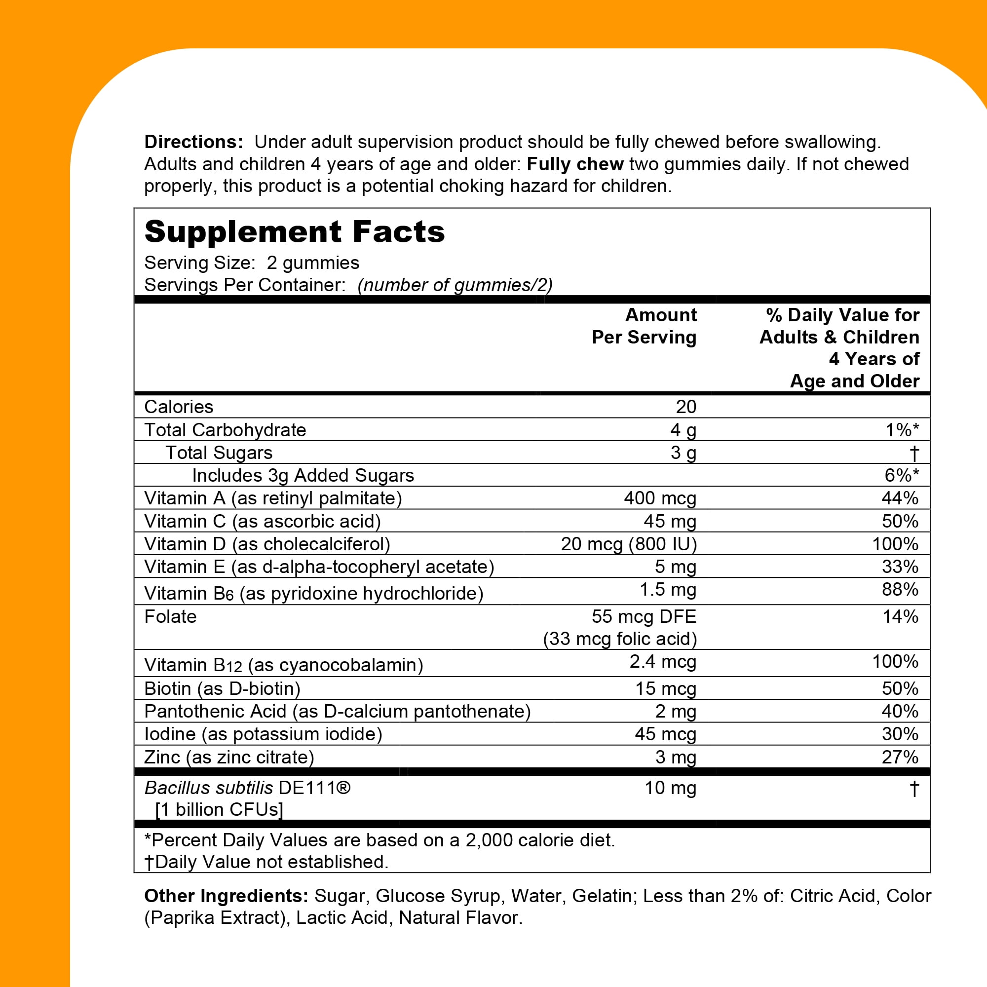 One A Day Kids Multivitamins Gummies with Immune Support, and Probiotics for kids Gut Health, Orange Flavor, 60 Count