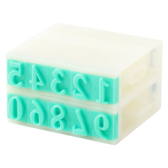 Uxcell Detachable Number Stamp Set, Rubber Head 10 Digits Arabic Numerals Stamps Combination Block Stamp for Card Scrapbook Craft Making Teaching, Green