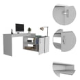 thumbnail image 3 of Boahaus Linyi L-Shaped Computer Desk, White, 2-Shelves, One Cabinet, for Adults, 3 of 5
