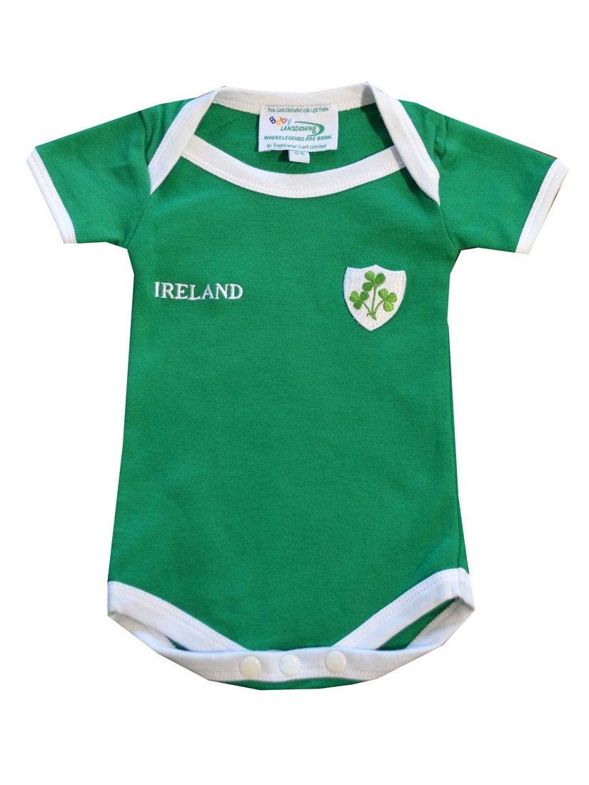 Traditional Craft Ltd Kids ShortSleeved Green Ireland Rugby Shirt with