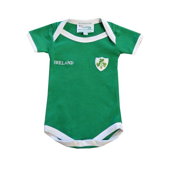 Traditional Craft Ltd. 100% Cotton Emerald Green Ireland Shamrock Baby Onesie