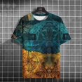 thumbnail image 5 of Camiseta con estampado náutico para hombre, camisetas de manga corta con patrón de brújula, ropa informal de verano para hombre, camisetas de moda para uso diario, 5 of 5