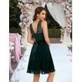 thumbnail image 5 of Women's Cocktail Dresses Prom Wedding Guest Short Bridesmaid Dresses Ruffle Hem Sleeveless Lace Formal Dress, 5 of 10