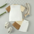 thumbnail image 5 of AJTQTH Toddler Mother's Day 2PC Set Gift for Boys Cotton Colorblocked Tees Short Sleeve Crewneck Tops T-shirts Summer Drawstring Straight Lightweight Shorts Trunks Brown 0-6 Months, 5 of 9