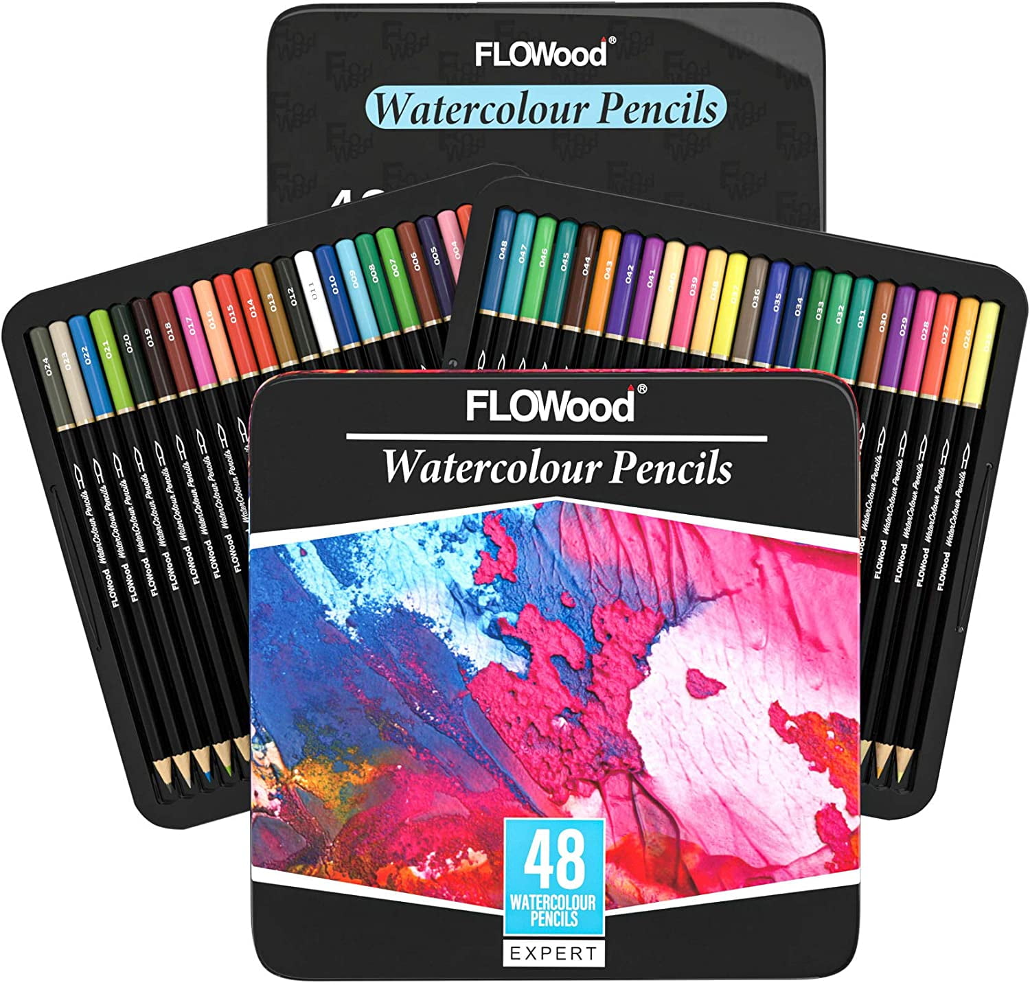 FLOWood 48 Count Watersoluble Premium Color Pencils , Art Supplies for