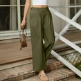 thumbnail image 6 of ZHYou Womens Pants,Baggy,High Waist,Pleated,Wide Leg Trousers,Button Closure,Loose Fit Casual Pants,Army Green,Size XL, 6 of 9