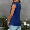 thumbnail image 4 of Sevevn Fashion Women's Casual Short Sleeve Solid Fold Round Neck Button Ladies Top Blouse Blue S Early Access Deals, 4 of 7
