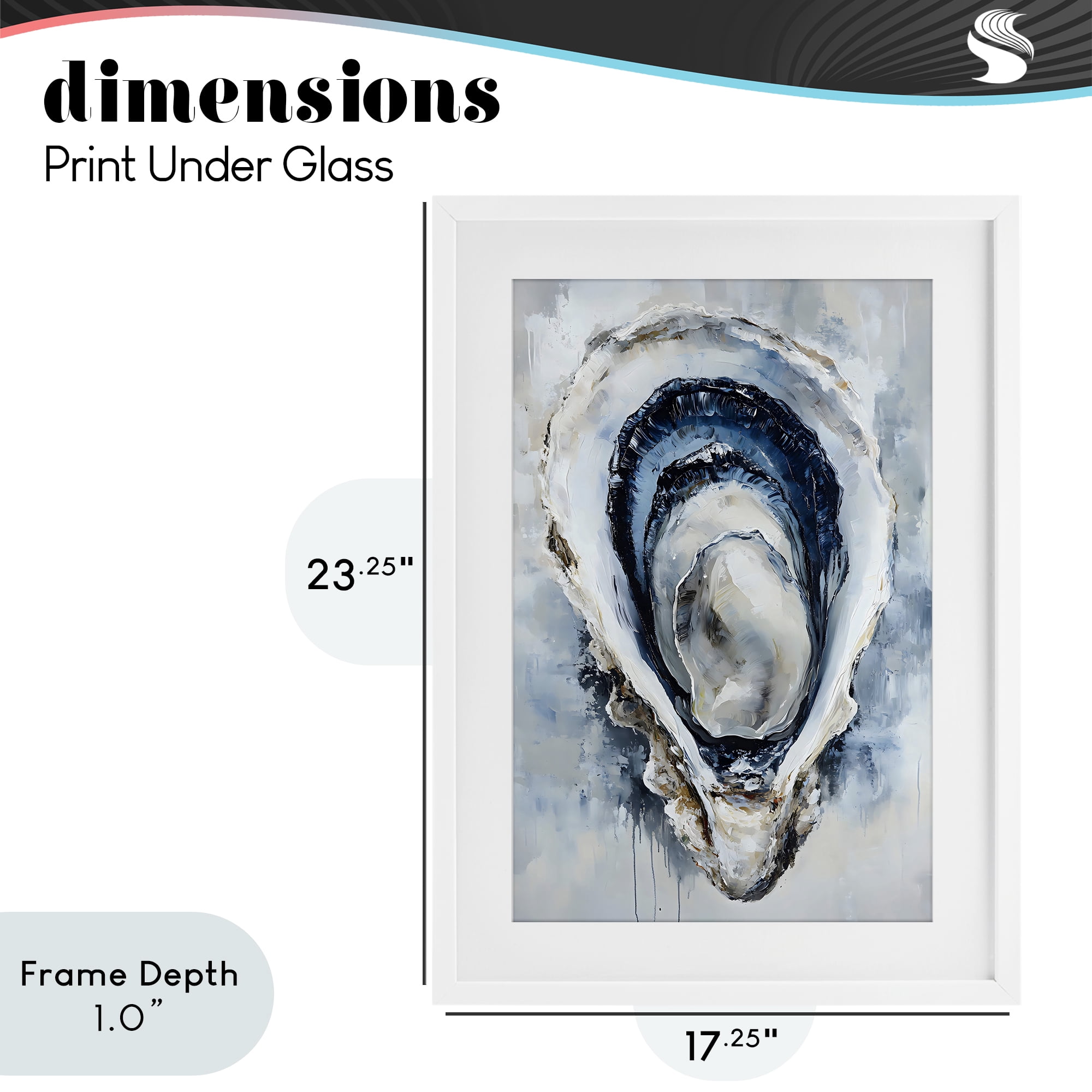 Stupell Industries Blue Oyster Shell Interior White Framed Print Under Glass, design by Creative Studio