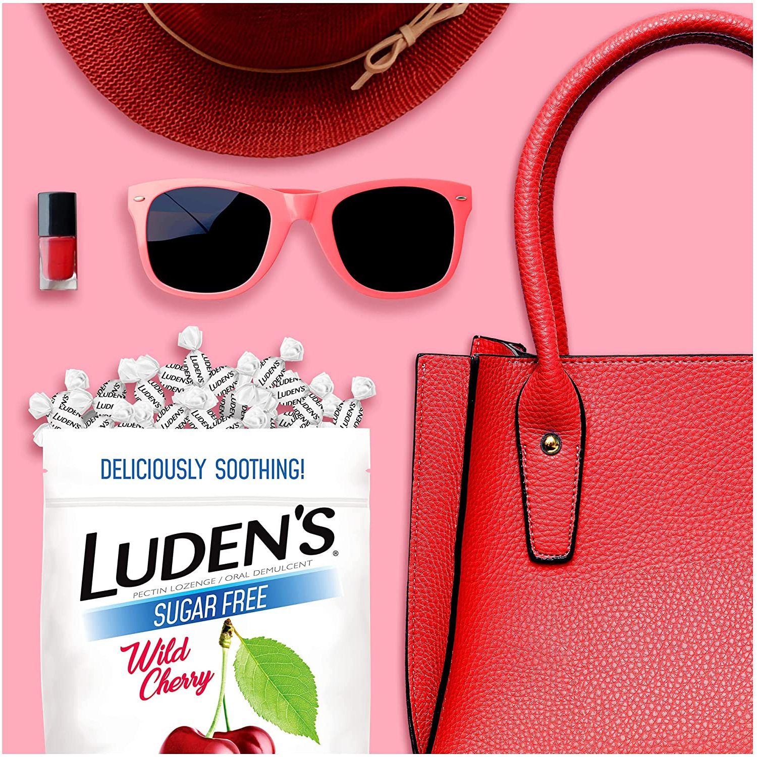 Luden's Deliciously Soothing Throat Drops, Sugar-Free Wild Cherry Flavor, 25 CT, 6 Pack