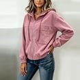 thumbnail image 4 of WCMZJ Women's Corduroy Hooded Zip Up Jacket Drawstring Hood Relaxed Fit Casual Daily Layering Outerwear Coat with Pocket, 4 of 8