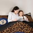 thumbnail image 4 of Castle Fairy Sport Billiards Full Size Bedding Sets 7 Pieces, Rustic Cheetah Print Full Size Bed in a Bag, Blue Brown Black,Black Reversible, 4 of 7